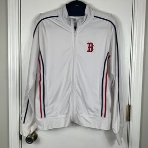 Major League Fitness white Boston Red Sox’s full length zip up jacket large.